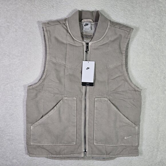 $165 Nike Life Padded Garment Canvas Work Vest Jacket Mens Small FZ6577-014 S